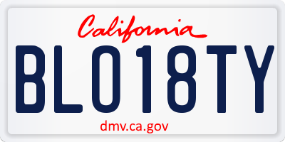 CA license plate BLO18TY