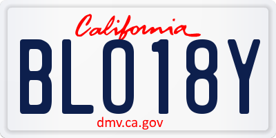 CA license plate BLO18Y