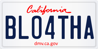 CA license plate BLO4THA