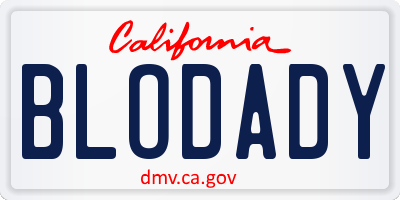 CA license plate BLODADY