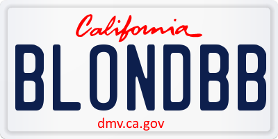 CA license plate BLONDBB