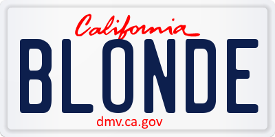 CA license plate BLONDE