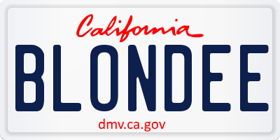 CA license plate BLONDEE