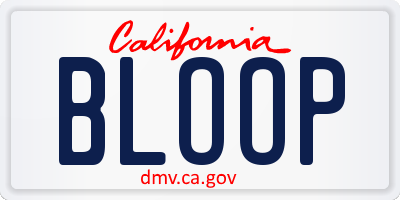 CA license plate BLOOP