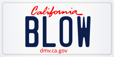 CA license plate BLOW