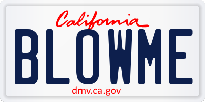 CA license plate BLOWME