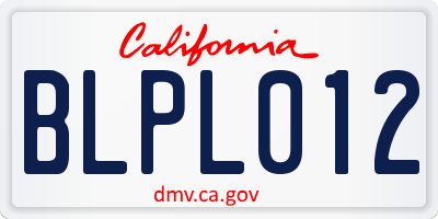 CA license plate BLPL012