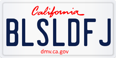 CA license plate BLSLDFJ