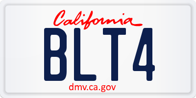 CA license plate BLT4