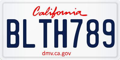 CA license plate BLTH789