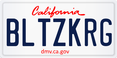 CA license plate BLTZKRG