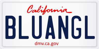 CA license plate BLUANGL