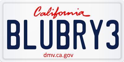 CA license plate BLUBRY3