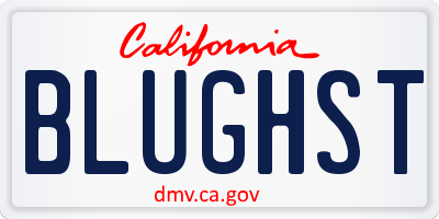 CA license plate BLUGHST