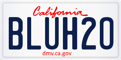 CA license plate BLUH2O