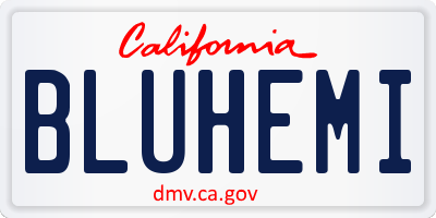 CA license plate BLUHEMI