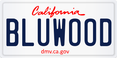 CA license plate BLUWOOD