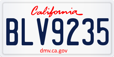 CA license plate BLV9235