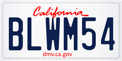 CA license plate BLWM54