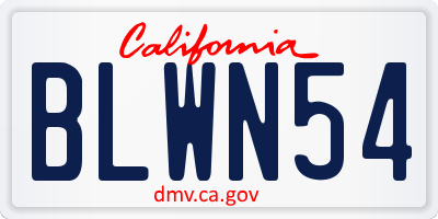 CA license plate BLWN54