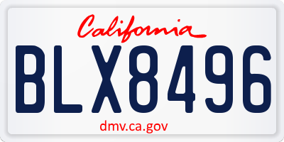 CA license plate BLX8496