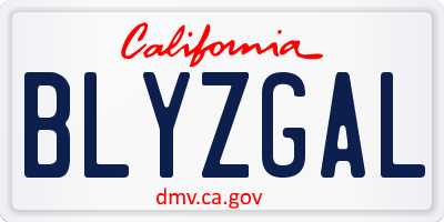 CA license plate BLYZGAL