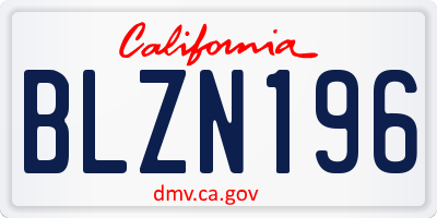 CA license plate BLZN196