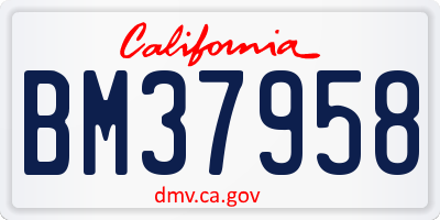 CA license plate BM37958