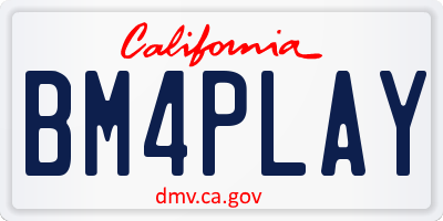 CA license plate BM4PLAY