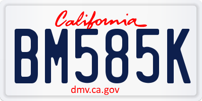 CA license plate BM585K