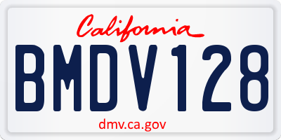 CA license plate BMDV128