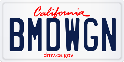 CA license plate BMDWGN