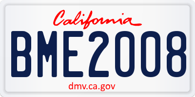 CA license plate BME2008