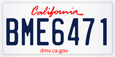 CA license plate BME6471