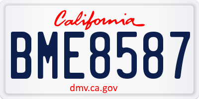 CA license plate BME8587