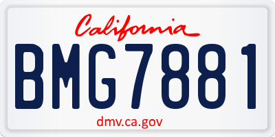 CA license plate BMG7881