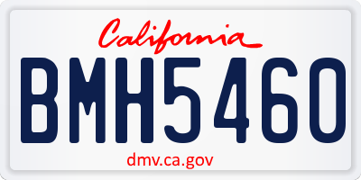 CA license plate BMH5460