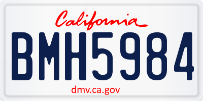 CA license plate BMH5984