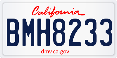 CA license plate BMH8233