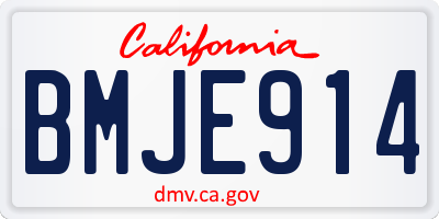 CA license plate BMJE914