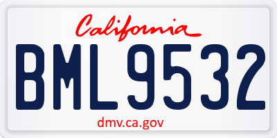 CA license plate BML9532