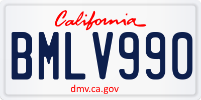 CA license plate BMLV990