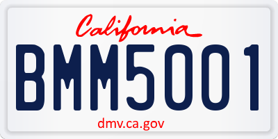 CA license plate BMM5001