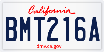 CA license plate BMT216A