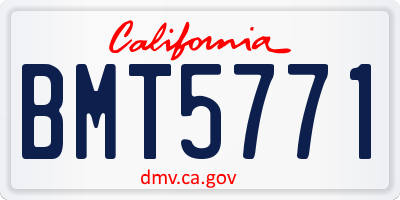 CA license plate BMT5771