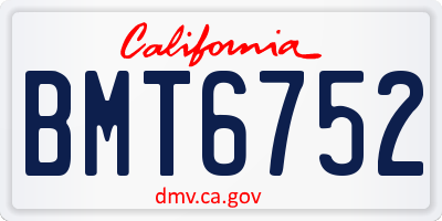 CA license plate BMT6752