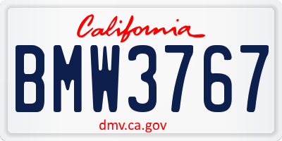 CA license plate BMW3767