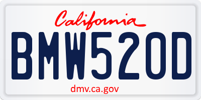 CA license plate BMW520D