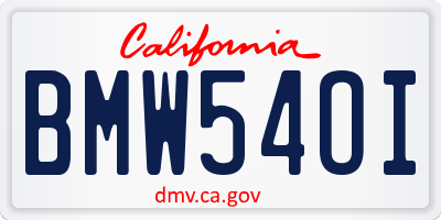 CA license plate BMW54OI