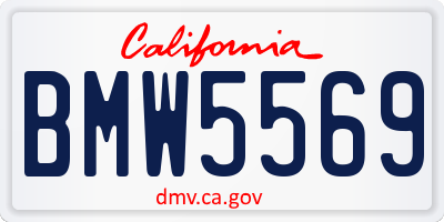 CA license plate BMW5569